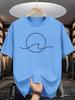 Unisex Crew Neck Tee Minimalist Sun Wave Line Print Short Sleeve Cotton Top Beach Travel Outdoor Shopping Street Daily Home Wear