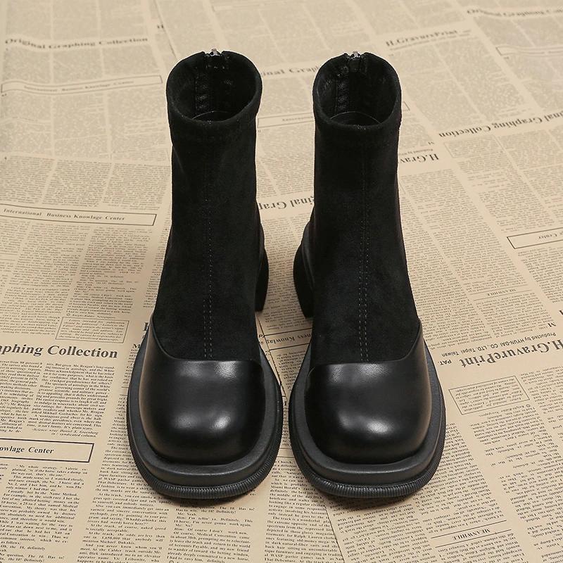 Fashion 2024 High Quality Women's Shoes Back Zip Women's Boots Fashion Round Toe Modern Boots Women Brand Short Plush Ankle Bootszapatos