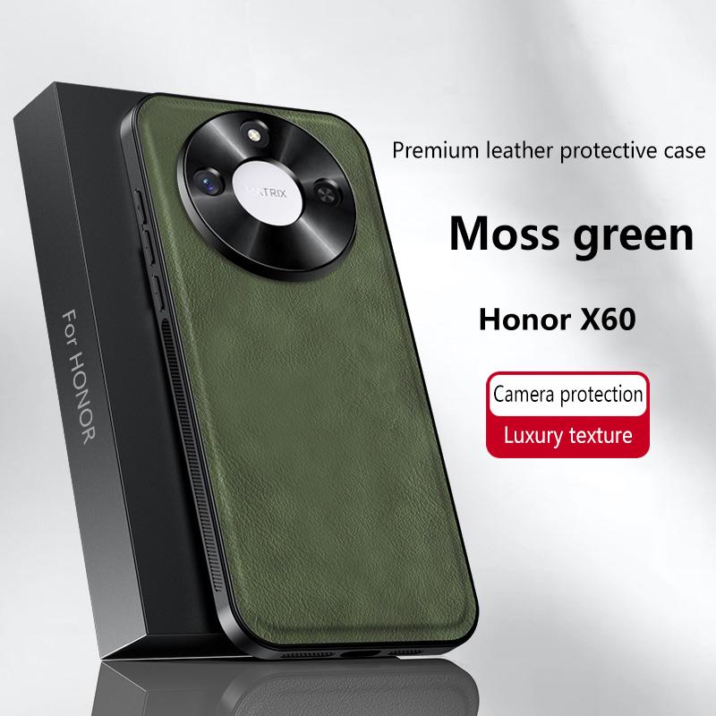 For Honor X60 Case Magnetic Elegant Leather Wear-Resistant Lens Fully Covered Non-Slip Grip Edge Cover Shell