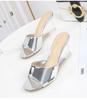 Dames Zomer Nieuwe Sexy Kristal Transparante Hoge Hakken Glas Strass Helling Hak Lakleer Slippers 1098 Serie 6cm LFD