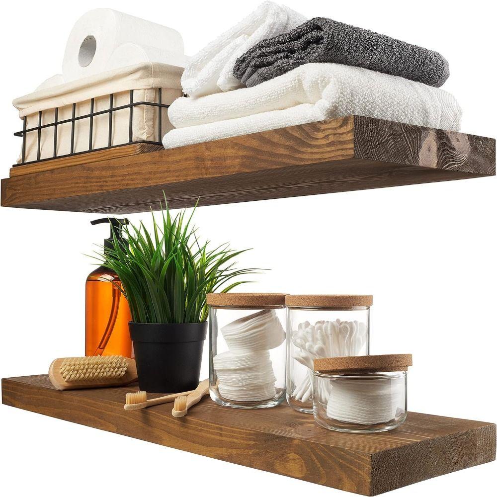 Wooden Floating Shelves Invisible Brackets Display Stands Plant Rack  Household