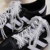 Ballet-Inspired Pearl Bow Lace Frill Shoelaces for T-Toe Training Shoes