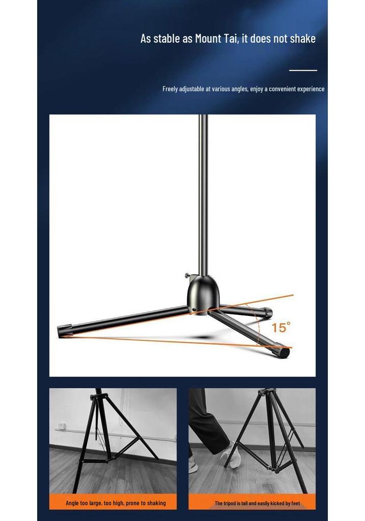 Portable Floor-Standing Microphone Tripod Stand with Adjustable Height for Outdoor Stage Performance
