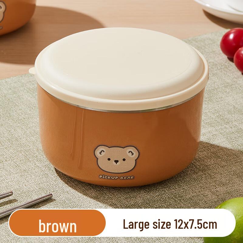 

304 Stainless Steel Double-Layer Anti-Scald Kids Bowl with Lid