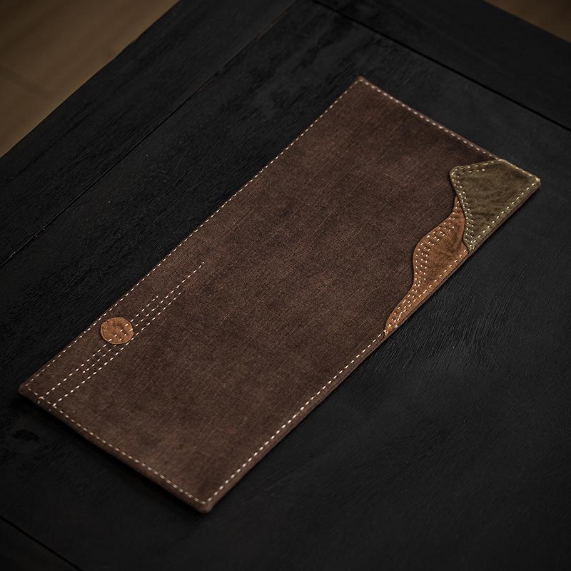 Miao Zhu Xuan Handcrafted Plant-Dyed Bamboo Linen Tea Mat - Retro, High-Grade, Heat-Insulating.