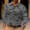 Men's Geometric Print Golf Shirt Long Sleeve Polo Shirt Lapel Business Casual Formal Button 3D Printing Autumn and Winter