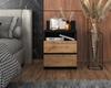 Bedside Table Black Oak Wotan 40cm 2S Shelf Bedroom Furniture