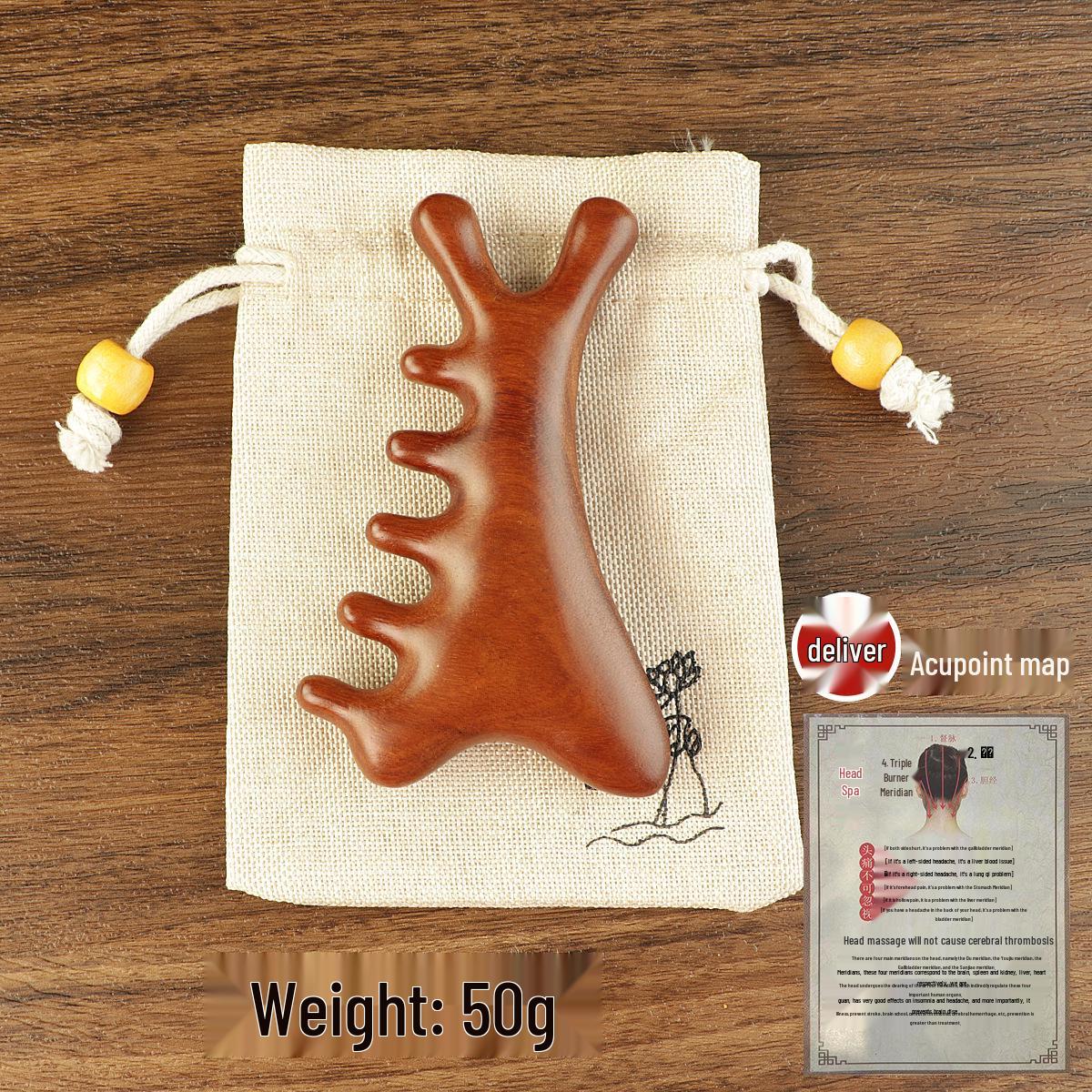 4-in-1 Multifunctional Scalp Massager & Sandalwood Comb for Head, Neck, Face, and Eyes.