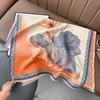 Winter Lotus Flower Style Artistic Scarf Retro Elegant Faux Cashmere Floral Women'S Warm Scarf Air Conditioner Shawls