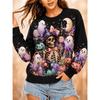 Tops for Women Halloween Print Round Neck Long Sleeve T-shirt Fall Casual Slim Pullover Women's Long Sleeve Top