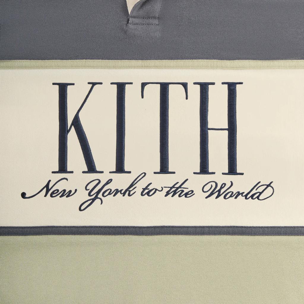 KITH Panelled Nelson Fall 2024 Outdoor Casual Sports Long Sleeve Polo Shirt Men tops Gray White Green KHM032378-480