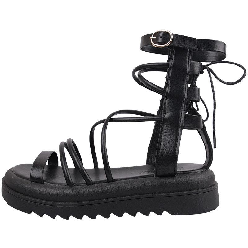 Platform casual Internet celebrity white retro heightening platform sandals women 2025 new summer beach wear Roman shoes