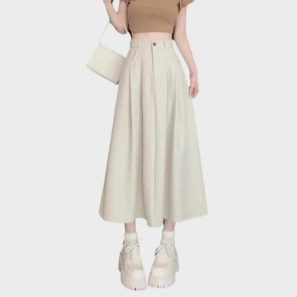 Women's High-Waist A-Line Skirt - Spring/Autumn Korean Style