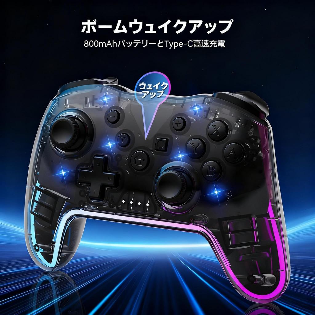 Wireless Switch Controller Pro for Switch RGB Turbo Rapid Fire Gyro 3 Vibration Japanese Instruction Manual Included 2/Lite/OLED/PC/Android/iOS,