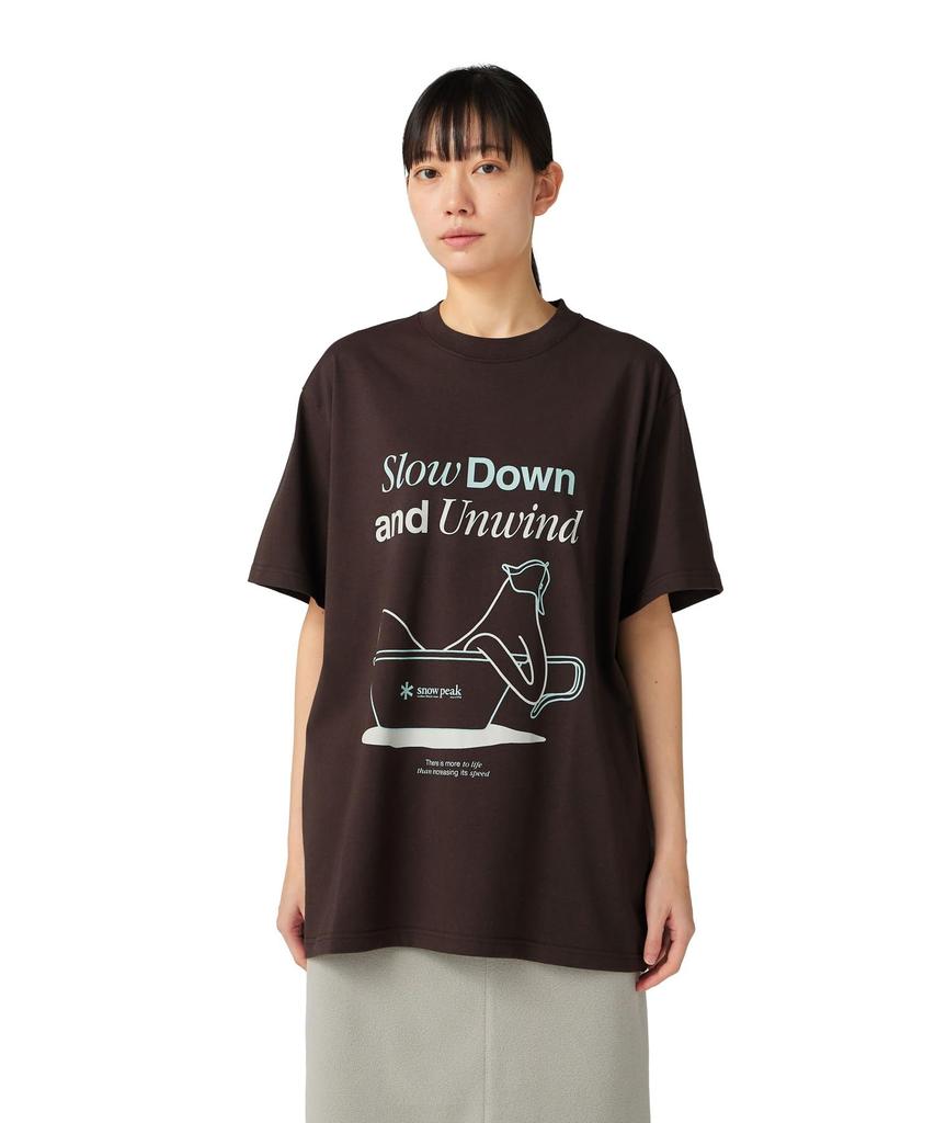 Snow Peak Relaxation Short Sleeve and Dark Size S T-Shirt TS-25AU005, T-Shirt, Men's Women's, Brown,
