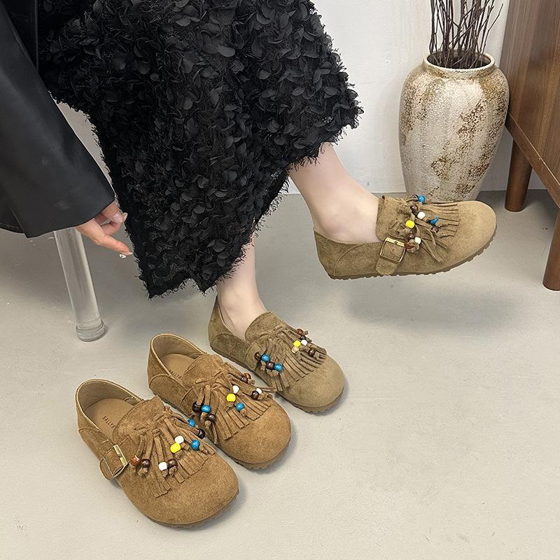 Flat Tassel French Niche Bohemian Women's Outer Wear 2025 Spring Summer Evening Wind Mary Jane Grandma Shoes Women