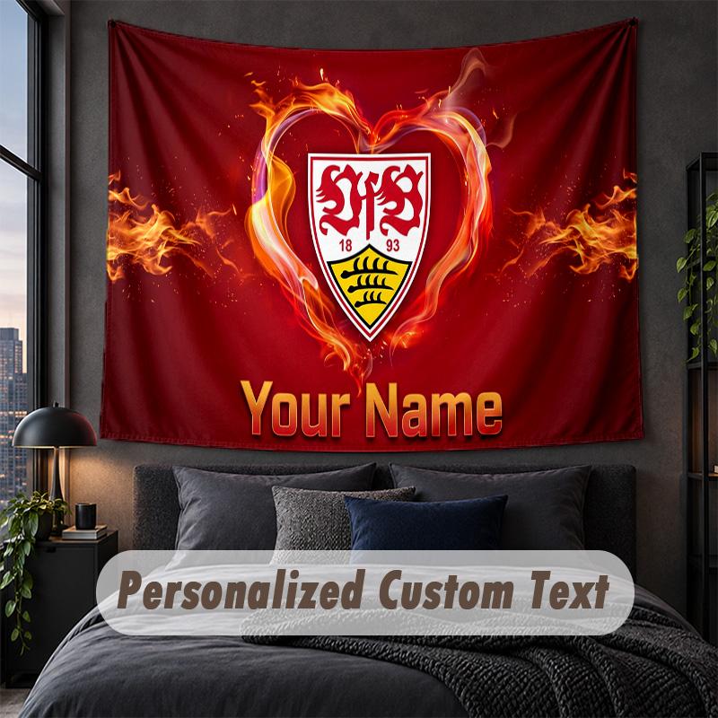 Custom Name Text Tapestry,VfB Stuttgart FC Decorative Wall Hanging, Background Tapestry For Home Bedroom