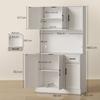 Kitchen Highboard, 6 Doors, 1 Drawer, Open Compartment, Shelves, 100 x 39.5 x 180.5 cm, White