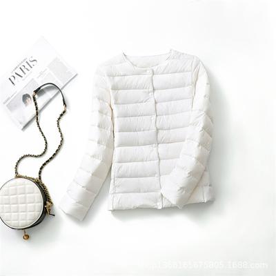 Light Down Jacket Women's Short Joker Round Neck with Autumn and Winter Lightweight Collarless Down Thermal Liner Jacket.