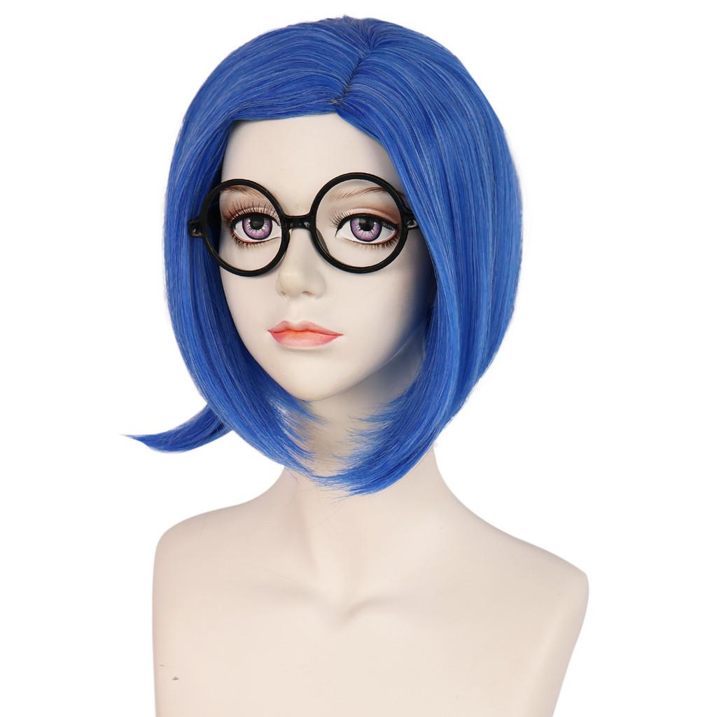 Inside Out Sadness Short Hair Cosplay Wig With Mechanism Style For Themed Parties