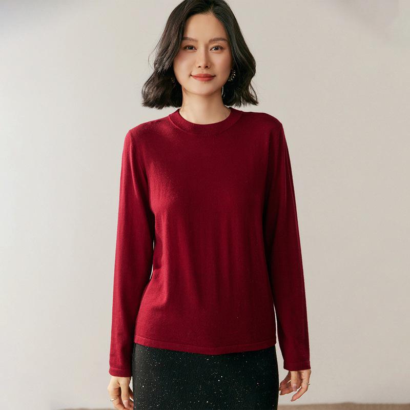 Lekasha Women's Slim Fit 100% Cashmere Semi-High Neck Top
