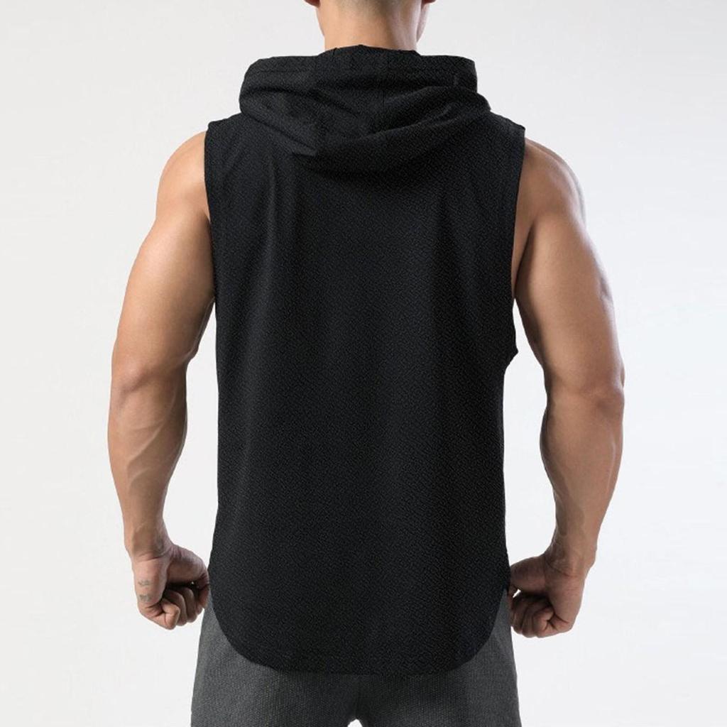 Men's Summer Thin Sleeveless Hooded Vest Sports Sweatshirt Basketball Jacket Waistcoat Bottoming Shirt Top