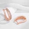 Trendy  Rose Gold Color Hoop Earrings For Women Luxury Natural Zircon Accessories Vintage Bride Wedding Jewelry