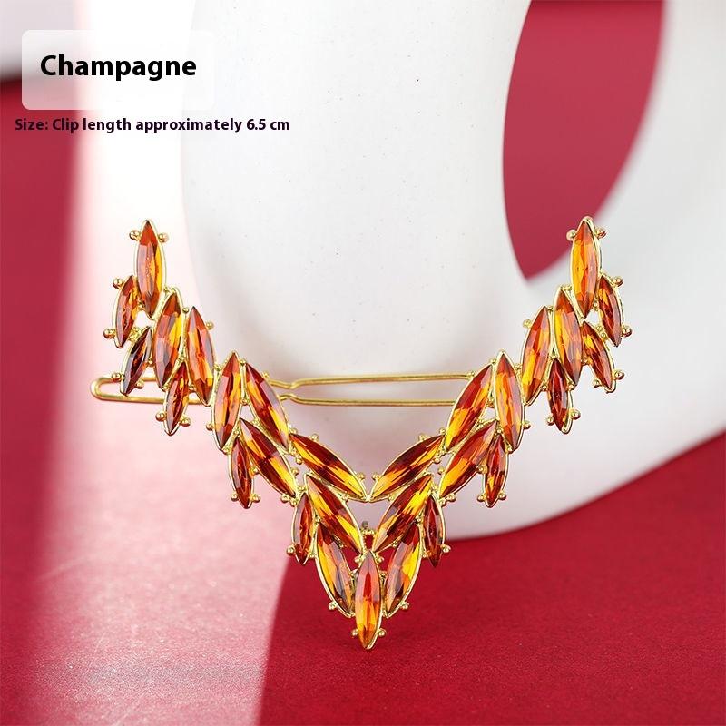 1 Stück Koreanische V-förmige Schnalle Haarnadeln Luxuriöse Glänzende Kristall Haarspange Für Damen Mädchen Haarschmuck Kopfschmuck Mode Ornamente