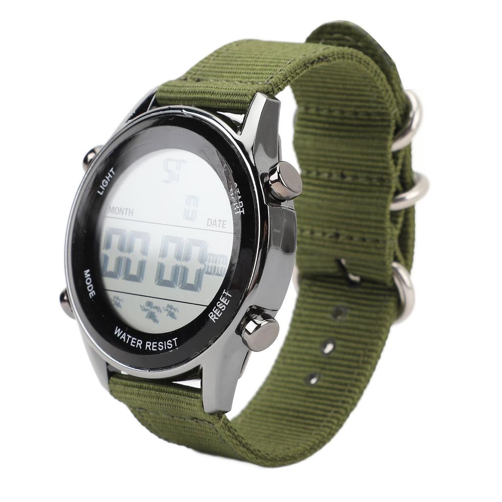 Men Digital Sports Watch Rainproof Alarm Countdown Dual Time Zone Nylon Strap Digital Watch with Stopwatch for Outdoor