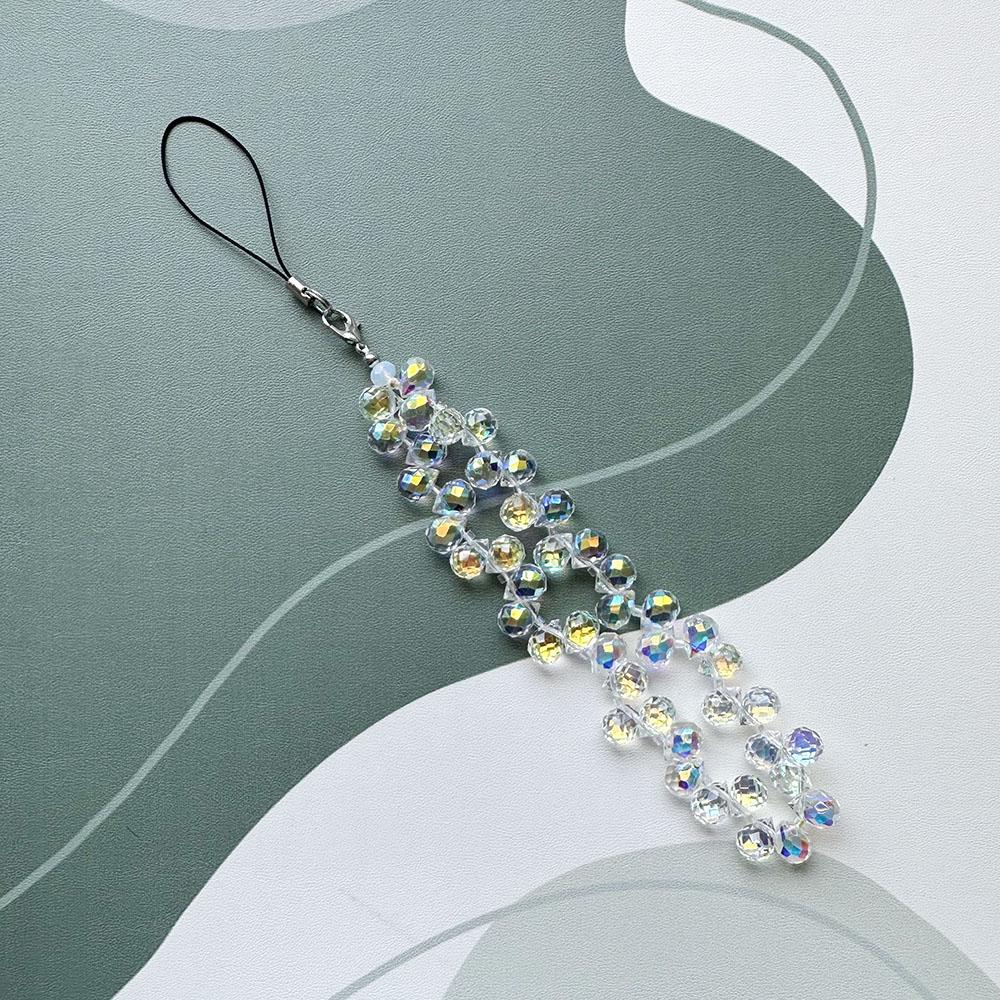 New Fashion Colorful Strawberry Crystal Mobile Phone Chain Handmade Beads Wrist Phone Strap Camera Pendant Cute прозрачный