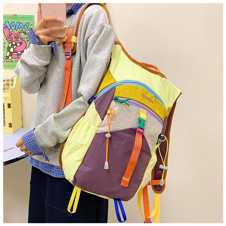 Dopamine Colorblock Lightweight Waterproof Backpack for School, Hiking & Outdoor Adventures