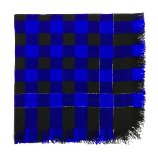 Wool Square Scarf with Tassel Decoration Plaid Pattern Women Knitting Scarf Versatile Headscarf Daily Outdoor Wear