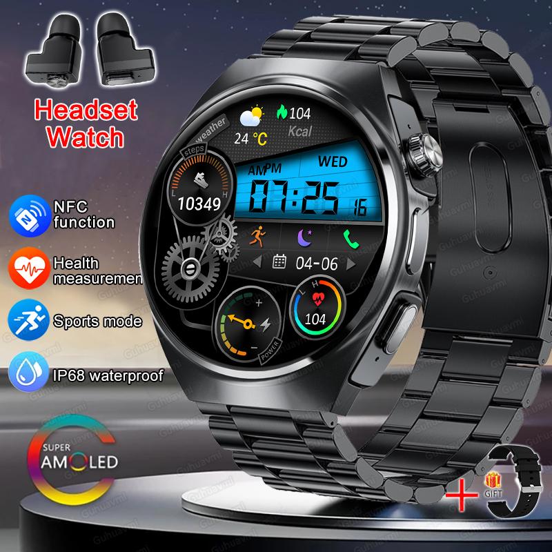 New Smart Watch Headset Two In One Wireless Bluetooth Dual Earbuds Call Health Monitor Sport Tracker Smartwatch For Men IOS