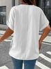 Plus Size Women's Solid V-Neck Buttoned Short Sleeve Top - Comfortable & Loose Fit, 2025 Collection.