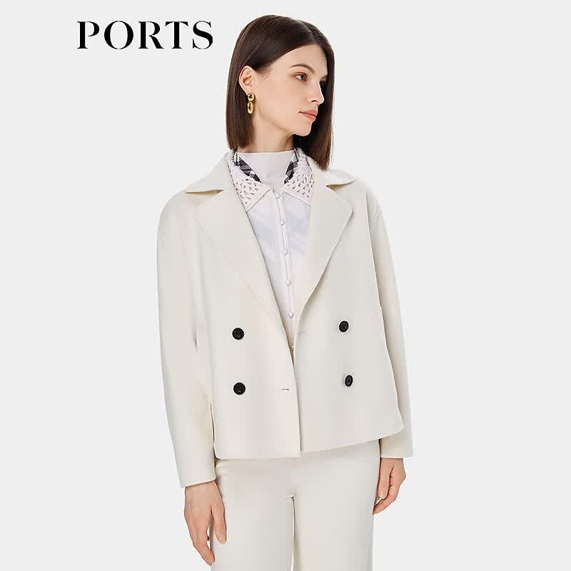 Ports Women's Creamy White Double-Faced Wool Short Coat