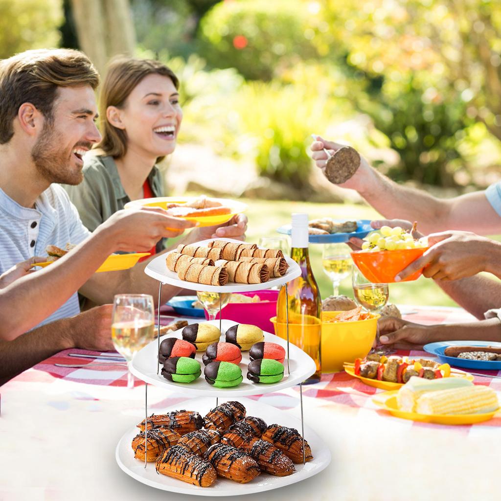 Party Tray 3 Tier Decorative Plastic Appetizers Trays For Serving Sandwiches Cake And Sliced Cheese