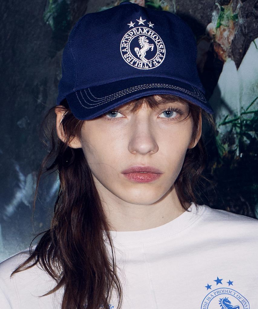 ART SPEAK HOUSE Horse Symbol 5Panel Cap_Prussian Blue