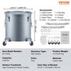 Fryer Grease Bucket, 8 Gal Oil Disposal Caddy with Caster Base, Carbon Steel with Rust-Proof Coating, Oil Transport Container with Lid, Lock Clips,