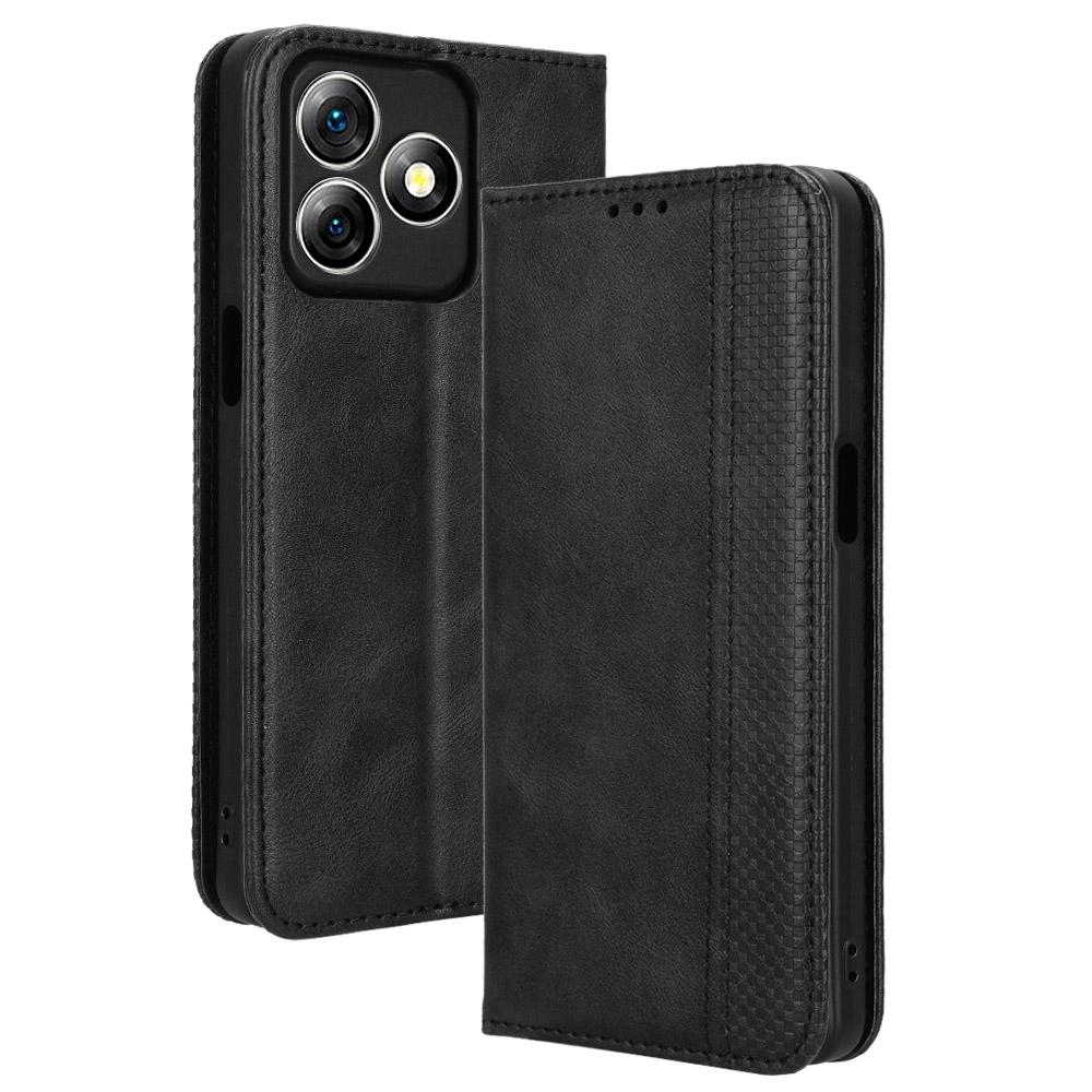 

Для Ulefone Note 18 Ultra Чехол Ретро PU Кожаный Кошелек Чехол для Телефона Подставка Black