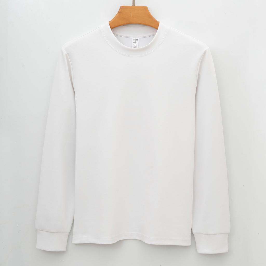 Modaal T-shirt met Lange Mouwen voor Mannen Dubbelzijdig Ronde Hals Basislaag Katoen met Lange Vezels Jeugd Premium T-shirt Minimalistisch Lichtgewicht Ademend Topsn