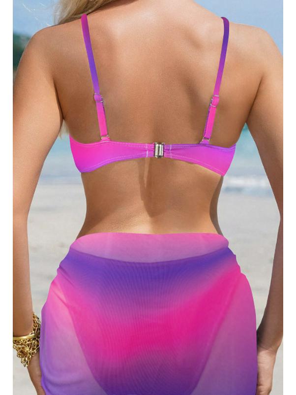 2024 Trendy European & American Shell Hard Cup Sexy Three-Piece Beach Swimsuit