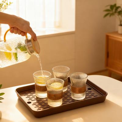 Multifunctional Rectangular Plastic Tea Tray With Double-Layer Drain Cutlery Tea Cup Storage Tray Fruit Tray Food Serving Tray
