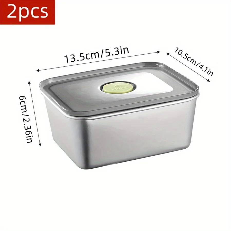 Stainless Steel Sealed Lid Bento Box, Fruit Tray, Food Preparation Tray, Refrigerator Refrigerated Preservation Box, Lunch Box