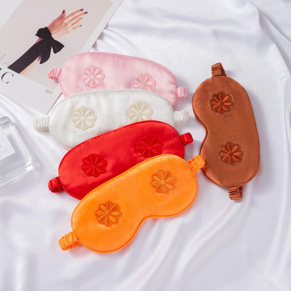 Flower Embroidered Eye Mask for Sleep Travel Comfort Women's Cosmetic Eye Mask with Flower Design