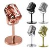 Classic Retro Microphone Props Plastic Miniature Dynamic Vocal Microphone Vintage Fake Microphone Model Costume Role Play