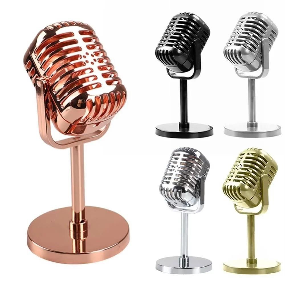 Classic Retro Microphone Props Plastic Miniature Dynamic Vocal Microphone Vintage Fake Microphone Model Costume Role Play