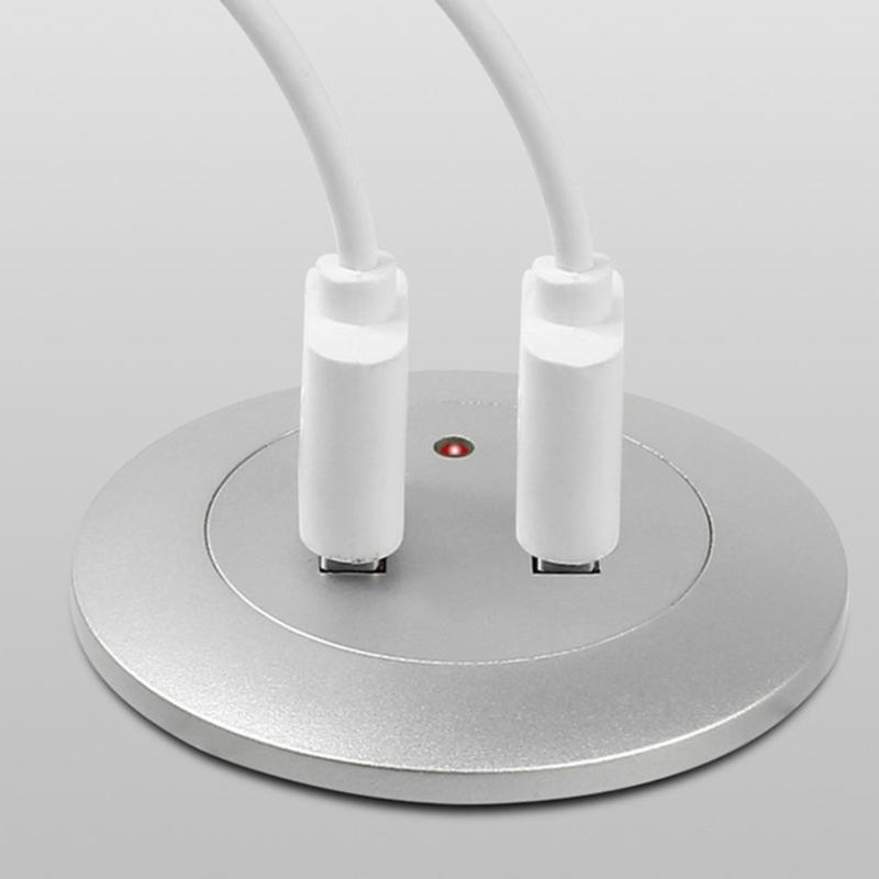 2 Port USB Desktop Embedded Charger For Mobile Phone USB Computer Desk Data Line Splitter Charging Adapter