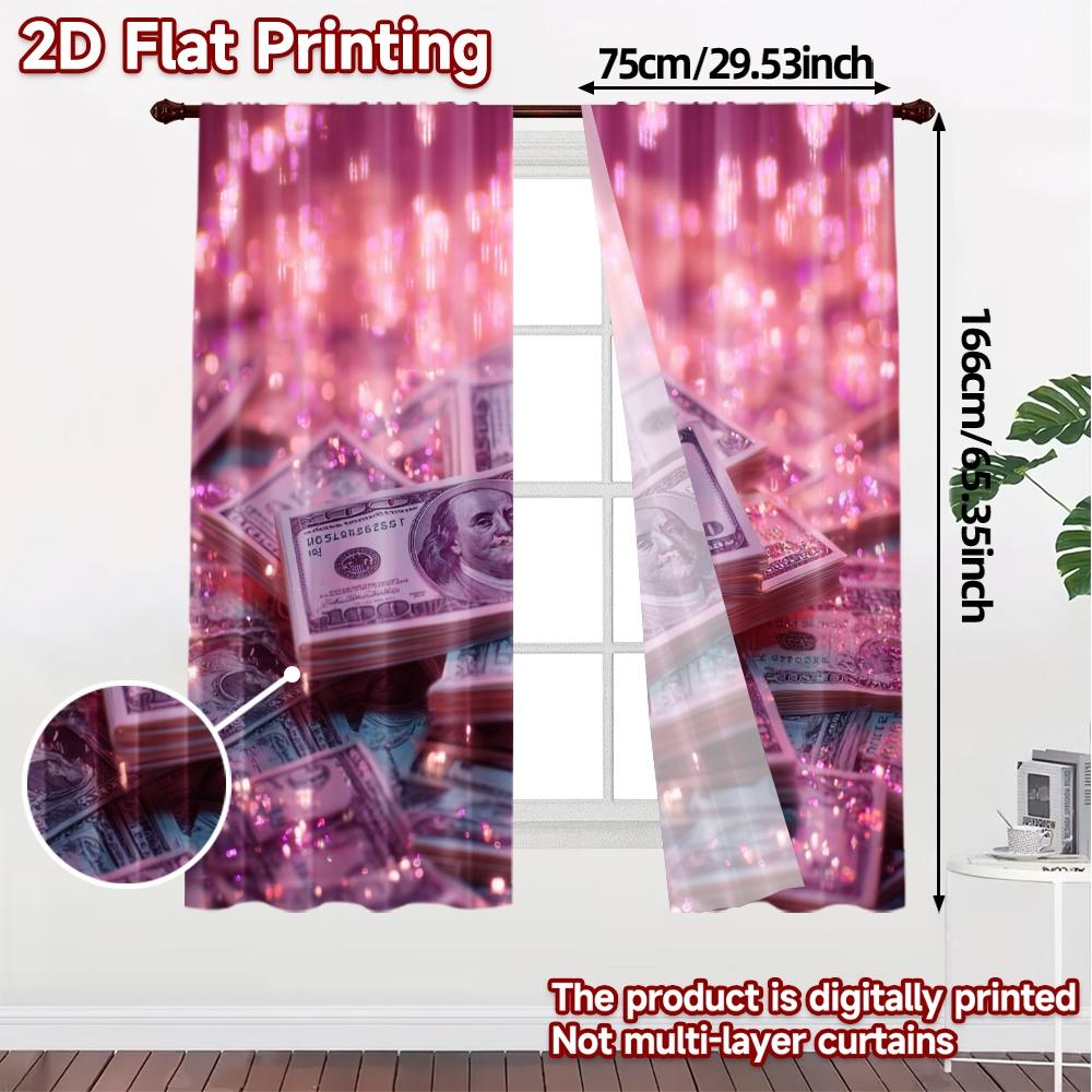 2pcs   2D FLAT PRINTING Curtains (Without Rod) Sparkling Cash Chic Contemporary Curtains Fabric Curtains Outdoor Decorations for