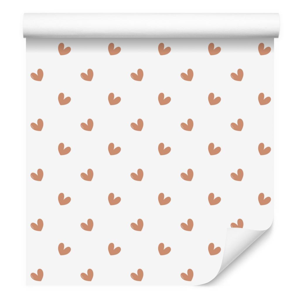 Heart Wallpaper White, Cream, Peach and Beige 50x1000