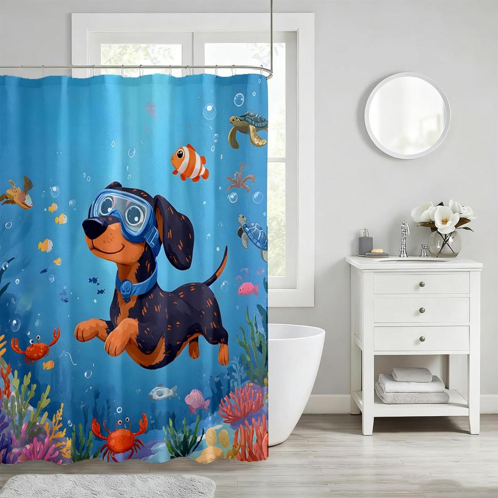 Cute Vintage Aesthetic Shower Curtains, Modern Waterproof Bath Curtain, Fabric Cloth Shower Curtain for Bathroom Decor, Brown
